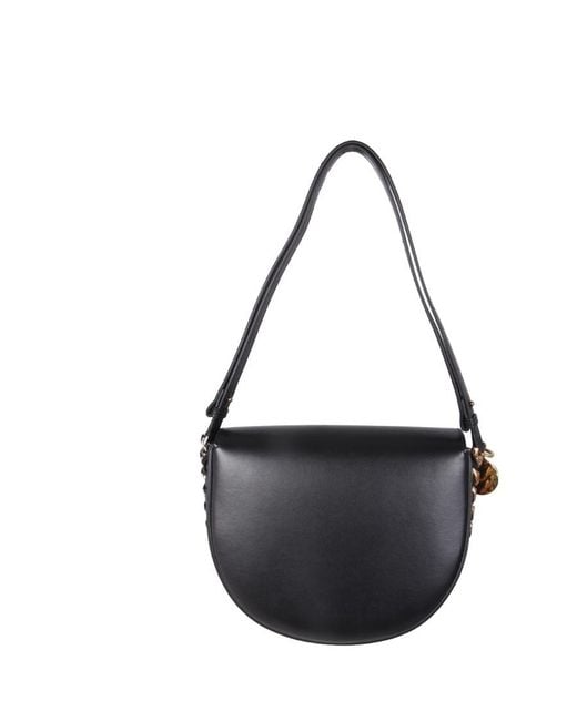 Stella McCartney Black Frayme Flap Medium Shoulder Bag