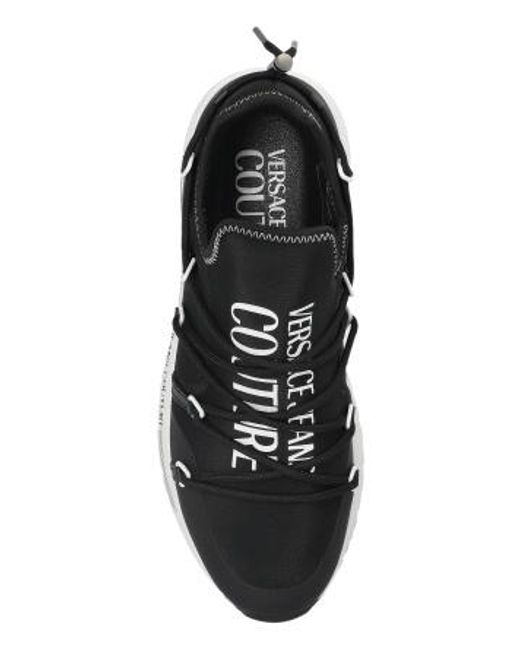 Versace Jeans Black Couture Logo Printed Low-Top Sneakers for men
