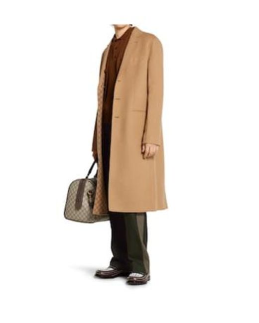 Gucci Brown Single-Breasted Double-Layer Wool Coat for men