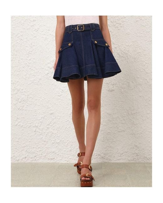 Zimmermann Blue Denim Skirt With Belt Loop