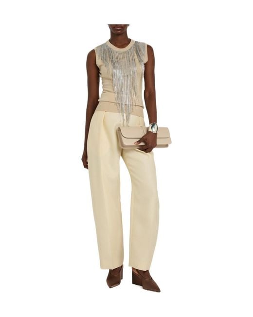 Sportmax Natural Crystal-Embellished Fine-Knit Top