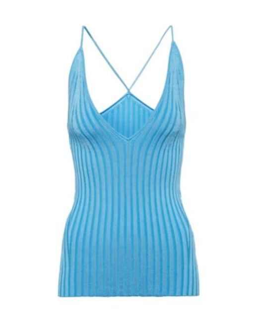 Galvan Blue Rhea Ribbed-Knit Tank Top