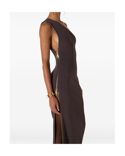 Elisabetta Franchi Purple Carpet Knit Dress With Zip