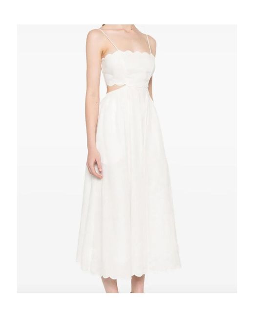 Zimmermann White Rhiannon Sleeveless Midi Dress