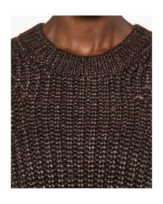 Herno Brown Metallic Ribbed Knit Sweater