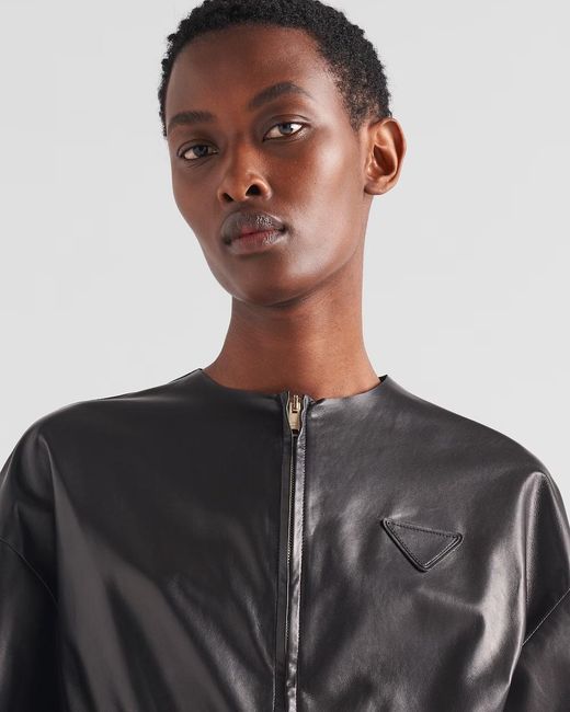 Prada Black Nappa Leather Bomber Jacket