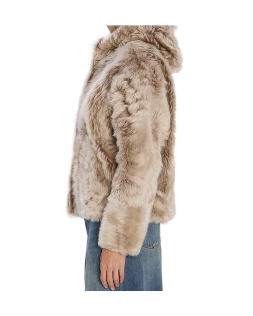Yves Salomon Blue Long-Sleeved Fur