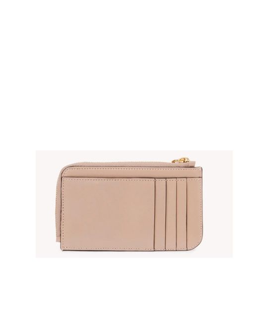 Chloé Pink Alphabet Logo-Charm Zipped Leather Card Holder