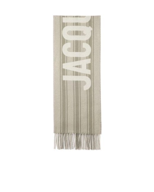 Jacquemus Natural Striped Logo Scarf for men