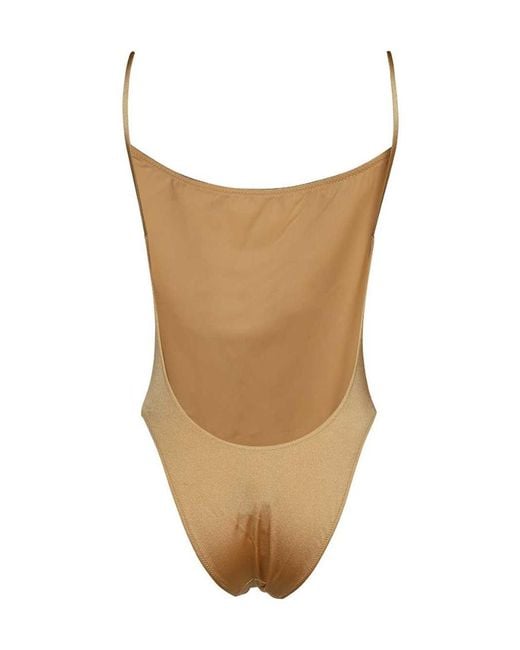 Dolce & Gabbana Brown Logo Sling One-Piece Swimsuit