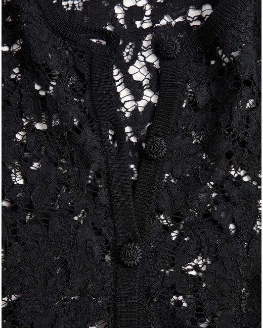 Valentino Black Lace Feather-Trim Cardigan