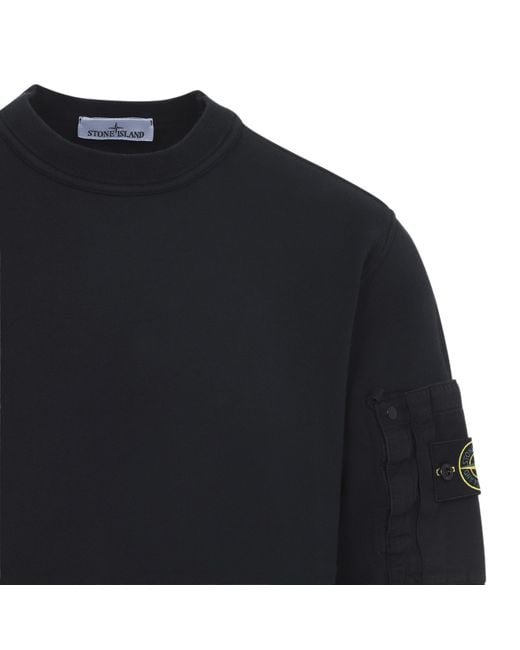 Stone Island Blue Logo Patch Crewneck Sweatshirt for men
