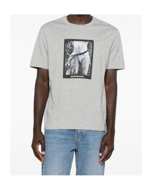 Emporio Armani Gray Crew-Neck T-Shirt for men