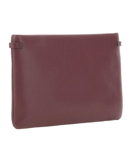 Gianni Chiarini Purple Hermy Hammered Leather Clutch Bag