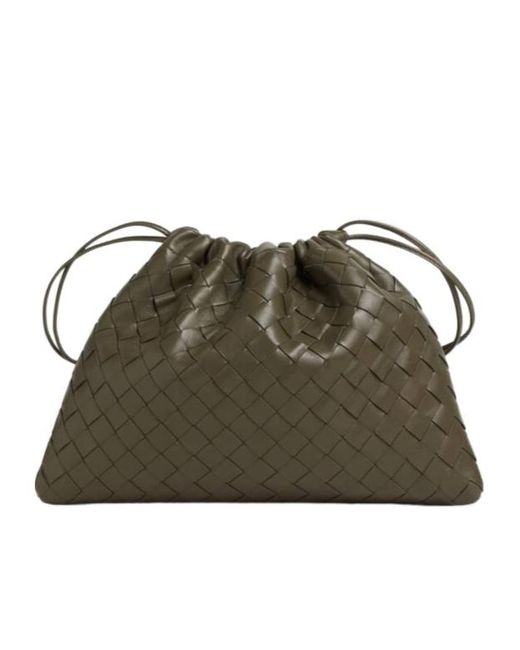 Bottega Veneta Green Intrecciato Drawstring Shoulder Bag