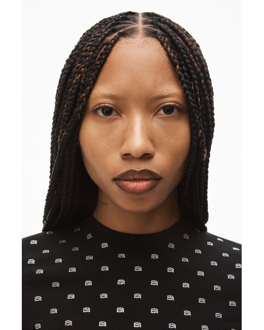 Alexander Wang Black Crystal-Logo Cropped Top
