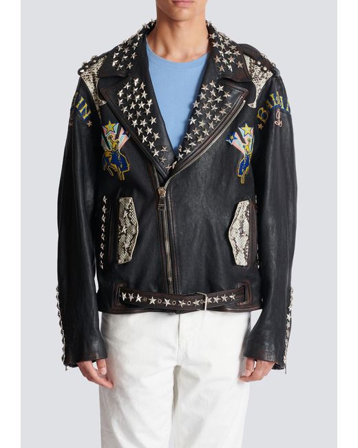 Balmain Black Biker Jacket for men