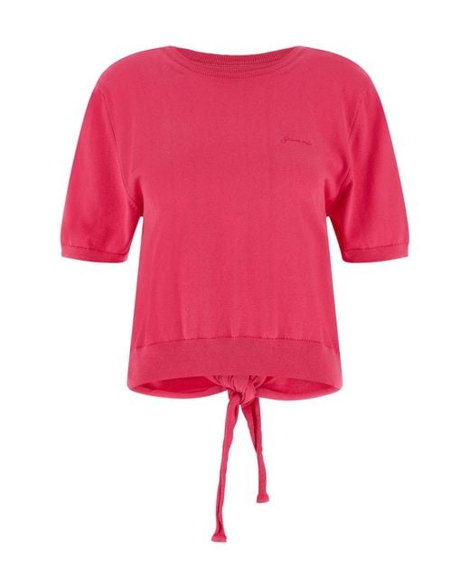 Ganni Pink Open-Back Tie Knitted Sweater