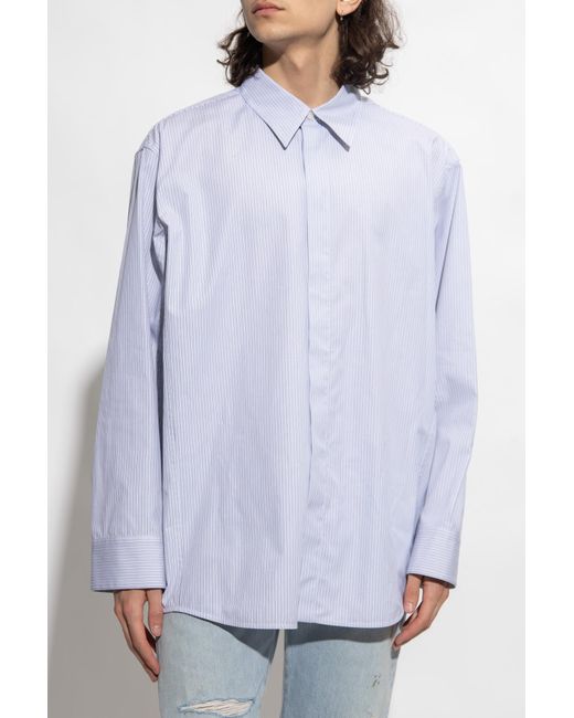 Jil Sander Blue Striped Cotton Shirt for men
