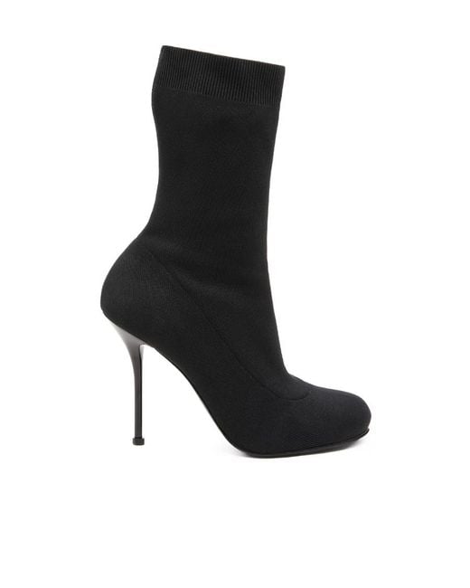 McQueen Black Pull-On Rib-Knit Boots