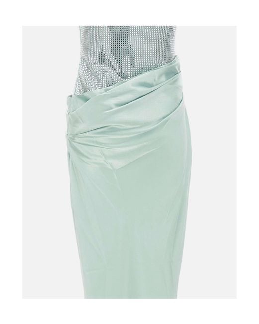 retroféte Green Retrofete Alexandra Draped Strapless Dress