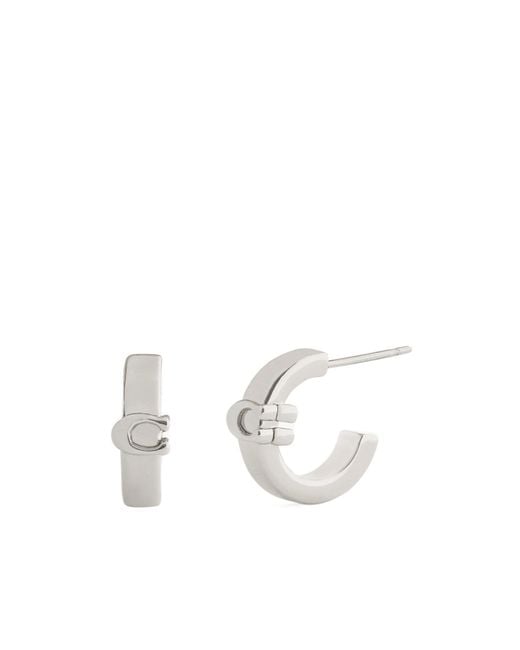 COACH White Small Round Earrings