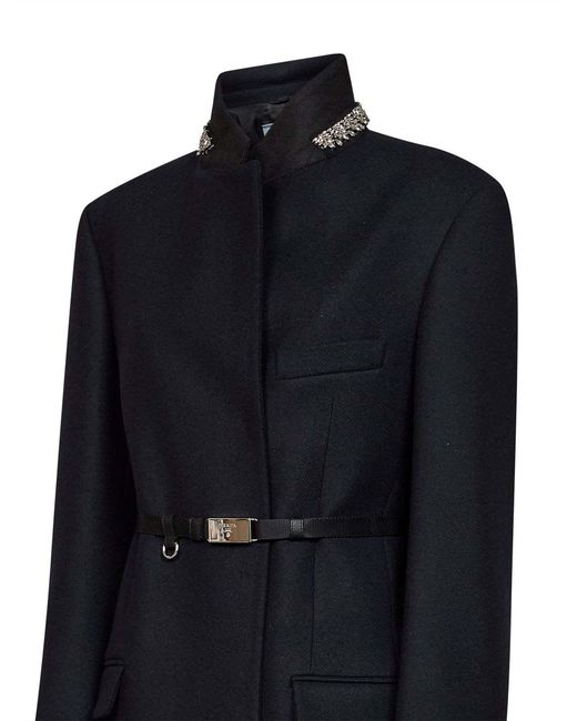 Prada Blue Jewel Collar Coat