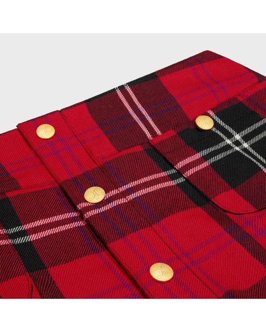 Céline Red Pleated Bandeau Mini Skirt