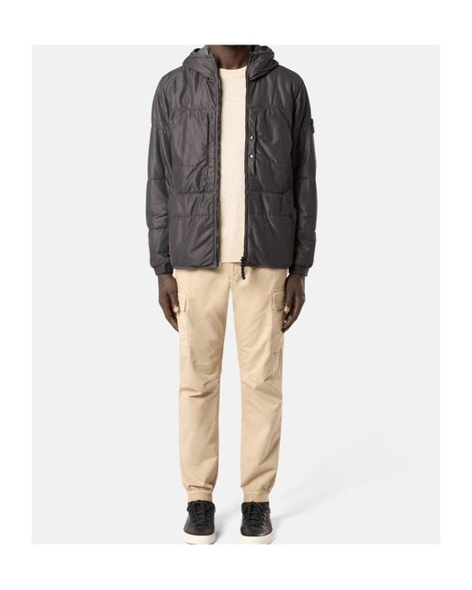 Stone Island Gray Double-Sided Quilted Hooded Drop Resistance Jacket for men