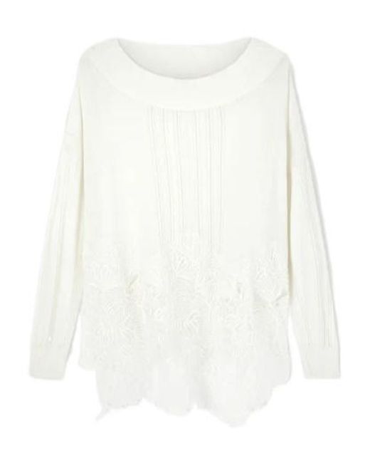 Ermanno Scervino White Guipure Lace-Detail Jumper