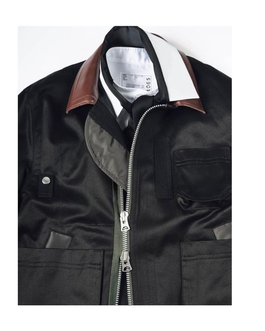 Sacai Black Long-Sleeved Zip-Up Jacket for men