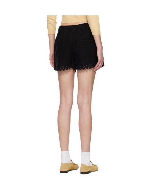 Isabel Marant Black Balyme Broderie-Anglaise Shorts