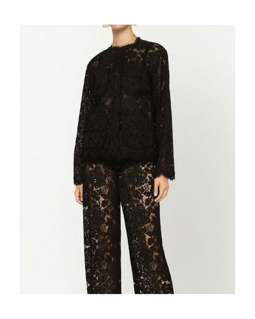 Dolce & Gabbana Black Single-Breasted Lace Jacket