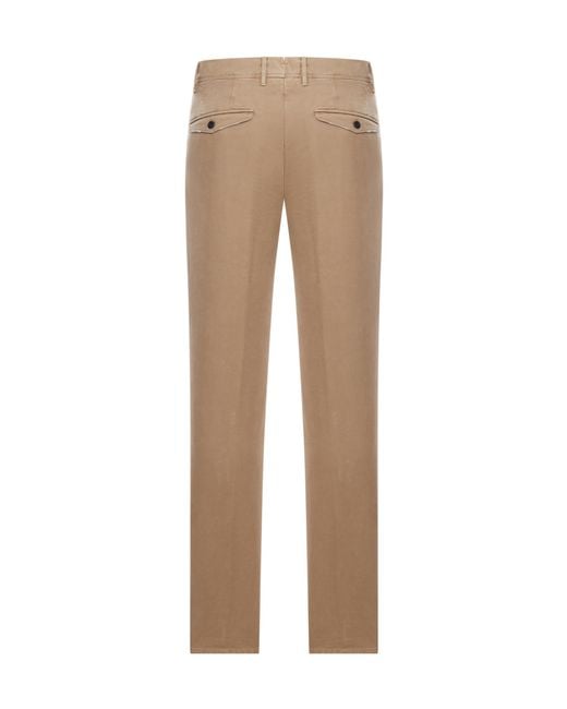 Incotex Natural Pleated Cotton Chinos for men
