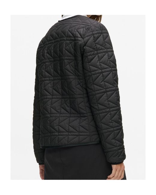 Karl Lagerfeld Black Logo-Embroidered Quilted Jacket