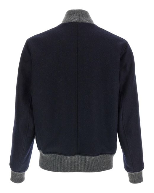 Brunello Cucinelli Blue Wool Bomber Jacket for men