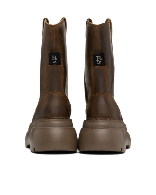 R13 Brown Round Toe Ankle Boots
