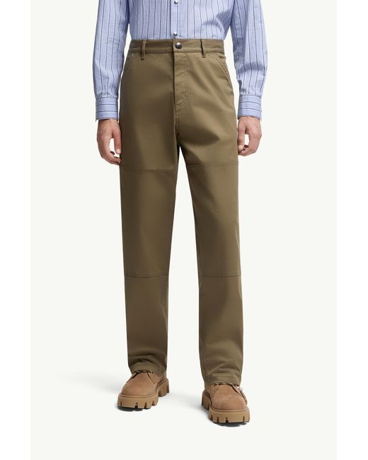 Moncler Green Cotton Gabardine Pants for men