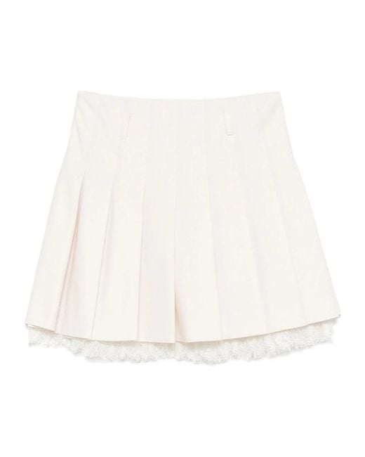 Self-Portrait White Pleated Mini Skirt