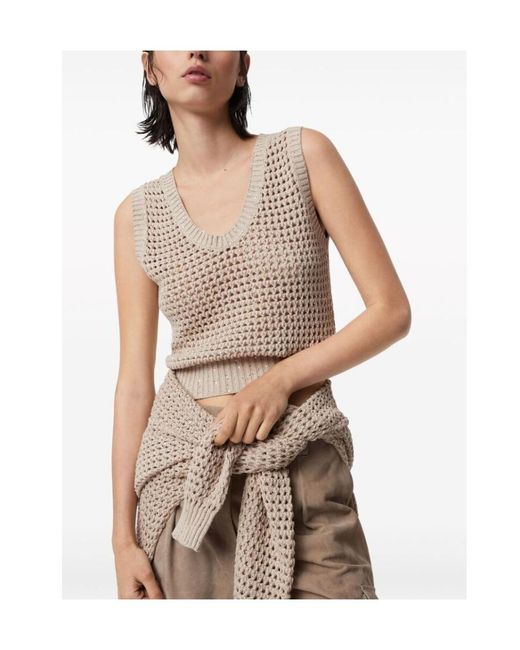 Brunello Cucinelli Natural Sequin Embellished Open Knitted Vest