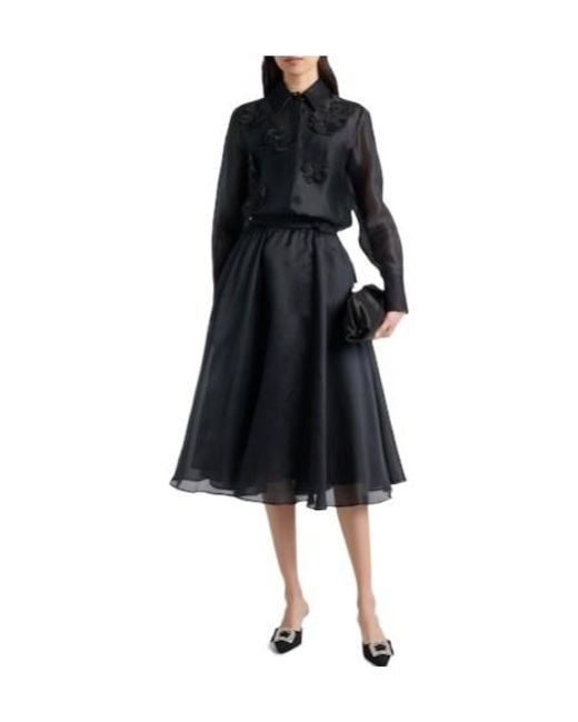 Max Mara Blue Silk Midi Skirt