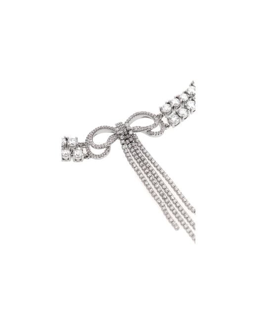 Self-Portrait White Double Crystal Bow Necklace