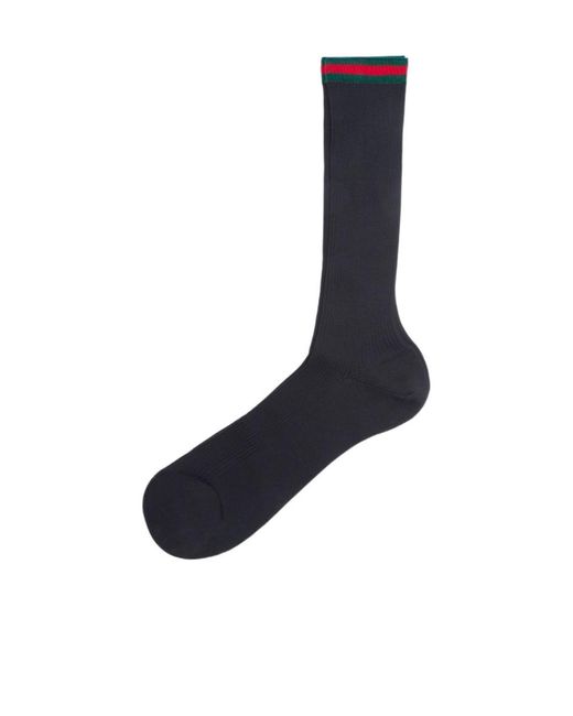 Gucci Blue Calcetines Con Web