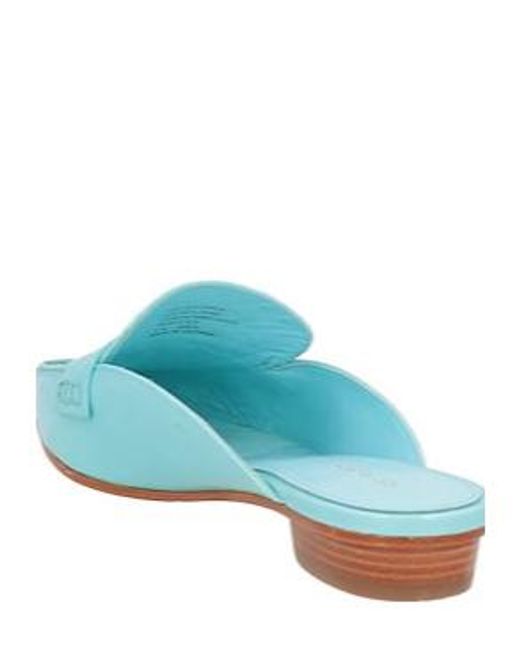 Tory Burch Blue Flat Leather Slippers