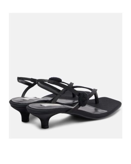 Totême White Floral-Appliqué Suede Slingback Sandals