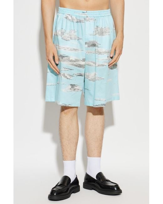 Moschino Blue Printed Elastic Waist Shorts for men