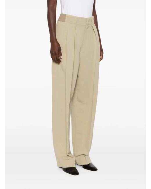 Victoria Beckham Natural Fluid Tailored Trousers