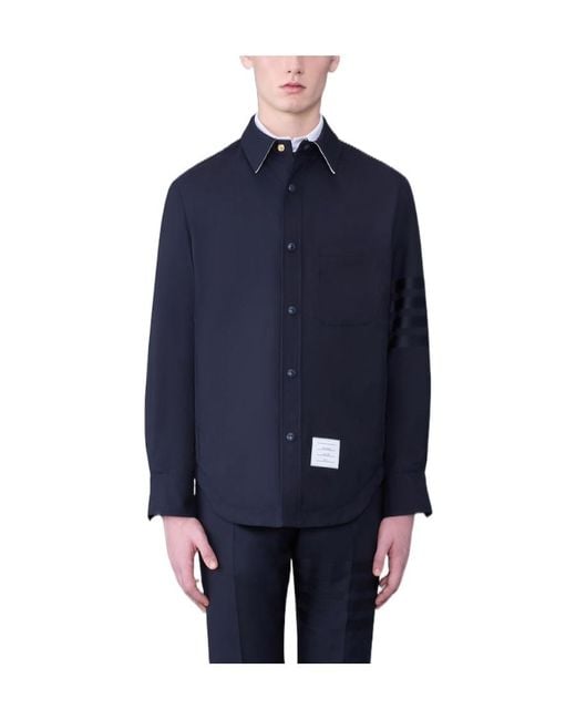 Thom Browne Blue Collared Button-Up Shirt for men