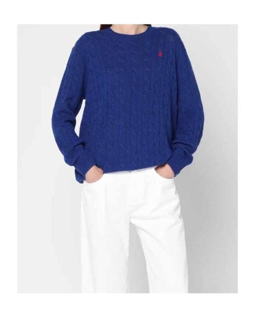 Polo Ralph Lauren Blue Logo-Embroidered Crewneck Jumper