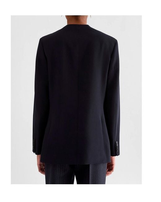 Jil Sander Black Collarless Single-Breasted Blazer